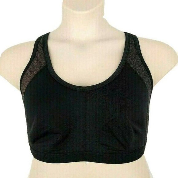 Comfort Choice Sports Bra 44C Black/Gold Medium Impact Full Coverage Activewear - Picture 2 of 7